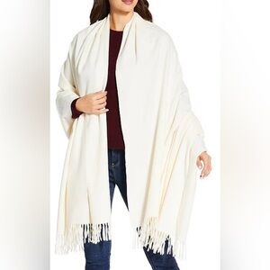 Shawl / wrap with fringe ends by Bedford Collections. Off-white. NWT. Great gift